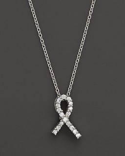 Roberto Coin 18K White Gold Diamond Ribbon of Hope Necklace, 16"
