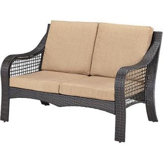 Home Styles Lanai Breeze Love Seat, Deep Brown and Gold Fabric