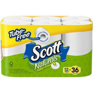 Scott Tissue Naturals Tube Free Bathroom Tissue Mega Rolls, 400 sheets, 12 rolls
