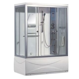 Ariel 59 in. x 31.5 in. x 86 in. Steam Shower Enclosure Kit with Tub in White 905