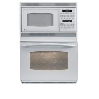 GE Profile 30 in. Electric Convection Wall Oven with Built In Microwave in White PT970DRWW