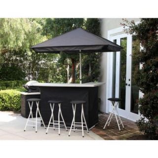 Best of Times Solid Black All Weather Patio Bar Set with 6 ft. Umbrella 2003W1311