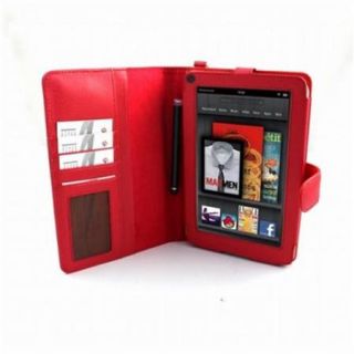 The Next Success CSLCKF40 RED Red PU Leather Case for Kindle Fire Tablet with Dual Internal Compartments