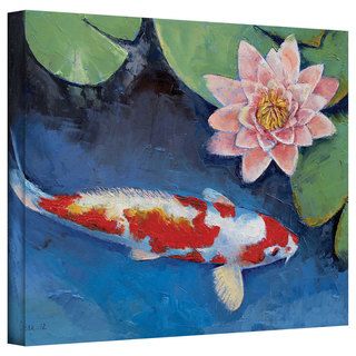Michael Creese Koi and Water Lily Gallery Wrapped Canvas Art