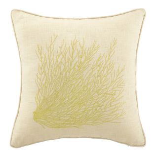 Sea Grass Embroidered Decorative Linen Throw Pillow