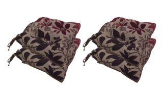 Arlee 17 x 16 in. Reversible Bristol Chenille Leaf Jacquard Chair Pads with Tie Backs   Set of 4   Dining Chair Cushions