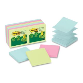 Post It Greener Notes Recycled Pop Up Notes Refill, 100 Sheets/Pad, 12