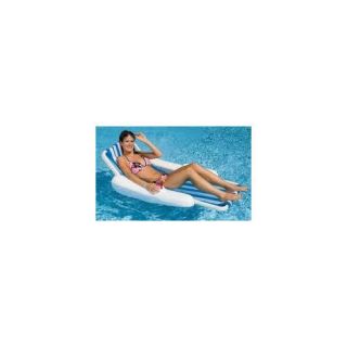 68.5" Blue and White Sunchaser Swimming Pool Floating Lounge Chair with Pillow
