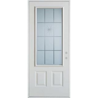 Stanley Doors 36 in. x 80 in. V Groove 3/4 Lite 2 Panel Prefinished White Left Hand Inswing Steel Prehung Front Door 3010E D 36 L