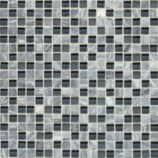 Daltile Stone Radiance Glacier Gray 12 in. x 12 in. x 8 mm Glass and Stone Mosaic Blend Wall Tile SA595858MS1P
