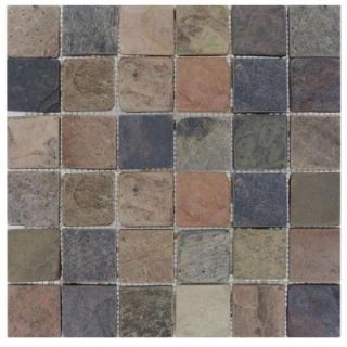 MS International Mixed Color 12 in. x 12 in. x 10 mm Tumbled Slate Mesh Mounted Mosaic Tile THDW3 SH MC2X2T