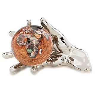 Kalifano Copper Amber 4 in. World In Your Hand Gemstone Globe   Globes