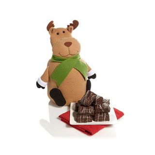 David's Cookies Plush Reindeer with 16 oz. Chocolate Enrobed Brownies   7607388