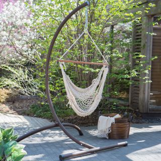 Island Bay Cotton Rope Hammock Chair with Steel Stand   Hammock Chairs & Swings