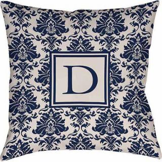 Thumbprintz Damask Monogram Decorative Pillow, Blue