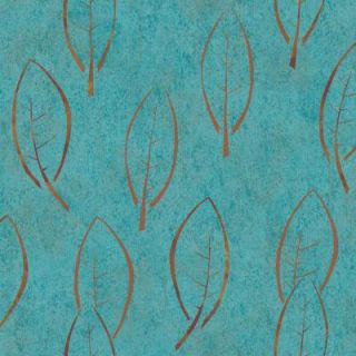 The Wallpaper Company 56 sq. ft. Teal Large Scale Modern Spot Leaf on a Textural Ground Wallpaper WC1282617