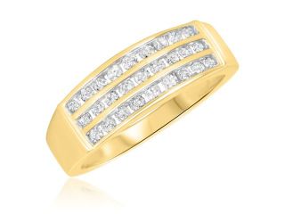 3/4 Carat T.W. Round Cut Diamond Men's Wedding Band 14K White Gold  Size 11.5