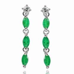 De Buman Sterling Silver Emerald and White Topaz Earrings  
