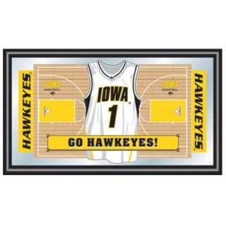 Trademark University of Iowa Basketball Jersey 15 in. x 26 in. Black Wood Framed Mirror IA1550B