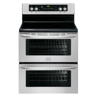 Frigidaire 30 in Smooth Surface 5 Element 3.5 cu ft / 3.5 cu ft Double Oven Single Fan European Element Electric Range (Stainless Steel)
