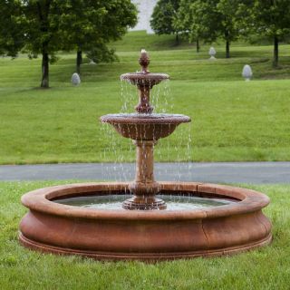 Campania International Williamsburg Pineapple Two Tier Outdoor Fountain with Basin   Fountains