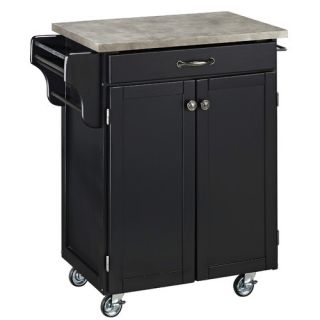 Home Styles Cuisine Cart Kitchen Island Set with Concrete Top
