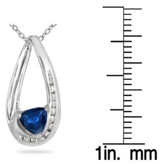 Szul Jewelry 14K White Gold Trillion Cut Sapphire Pendant