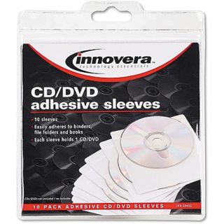 Innovera Self Adhesive CD/DVD Sleeves, Clear, 10pk