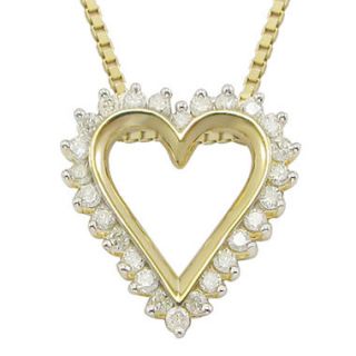 1/10 CT. T.W. Diamond Heart 14K Yellow Gold Over Sterling Silver Pendant