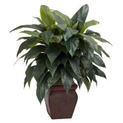 Double Bamboo Palm with Decorative Planter Silk Plant