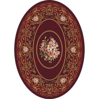 Milliken Montfluer Oval Red Floral Tufted Area Rug (Common 8 ft x 10 ft; Actual 7.66 ft x 10.75 ft)