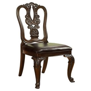 Elegant Wooden Side Chair   Brown Cherry (Set of 2)