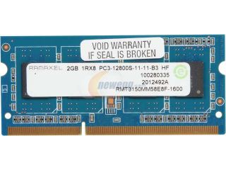 Open Box Ramaxel 2GB 204 Pin DDR3 SO DIMM DDR3 1600 (PC3 12800) Notebook Memory Model RMT3150MM58E8F 1600