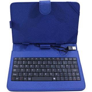 QFX 7" Tablet Keyboard Case with miniUSB and Stylus, Blue