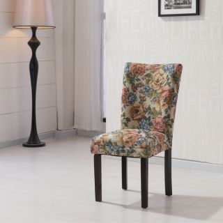 HLW Arbonni Rose Floral Modern Parson Chairs (Set of 2)  