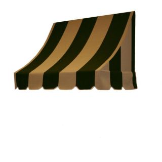 Awntech 124.5 in Wide x 36 in Projection Olive/Tan Stripe Crescent Window/Door Awning