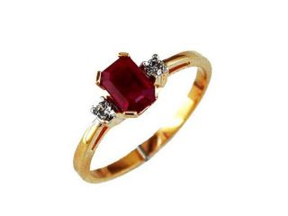 14K Gold Diamond and Ruby Ring Size 8
