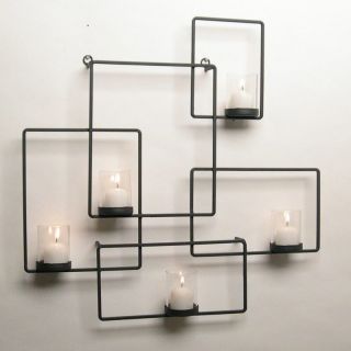Danya B Black Iron Wall Puzzle   Candle Holders & Candles