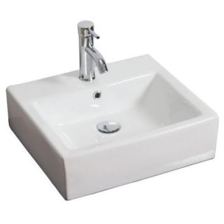 American Imaginations 20 in. W x 18 in. D Above Counter Rectangle Vessel Sink In White Color For Single Hole Faucet AI 10 133