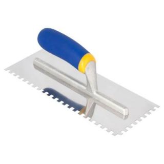 QEP 1/4 in. x 1/4 in. x 1/4 in. Sq Notch Stainless Steel Trowel with Comfort Grip 49915Q