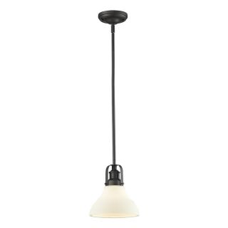 Z Lite Forge 7.5 in W Bronze Mini Pendant Light with Frosted Glass Shade