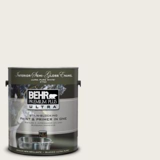 BEHR Premium Plus Ultra 1 gal. #UL170 12 Silky Whites Interior Semi Gloss Enamel Paint 375001
