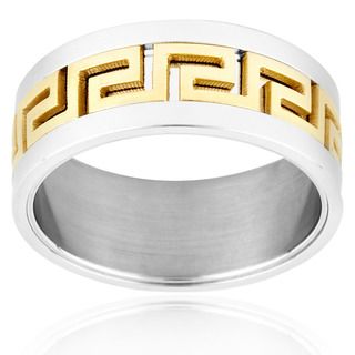 Two tone Stainless Steel Greek Key Design Ring   Shopping