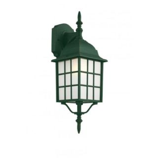 Cambridge Verde Green Finish Outdoor Wall Lantern with Frosted Shade