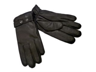Dockers Mens Black Genuine Leather Gloves with Snap Front Microterry Lined XL