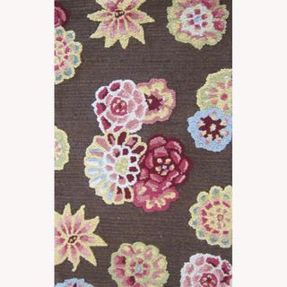 Transitional Brown Floral Peony Rug (23