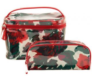 Isaac Mizrahi Live Set of Two Floral Print Cosmetic Bags   A239743 —
