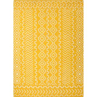 Handmade Flat Weave Tribal Pattern Yellow Rug (8 x 10)