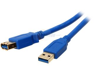 Coboc CY U3 AAMF 10 BL 10 ft. Blue SuperSpeed 5Gbps USB 3.0  A Male to A Female Extension Cable,Gold Plated,Blue