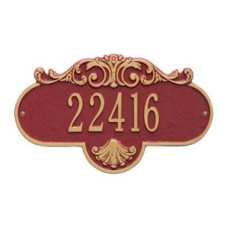 Whitehall Products Oval Rochelle Standard Red/Gold Wall 1 Line Address Plaque 2019RG
